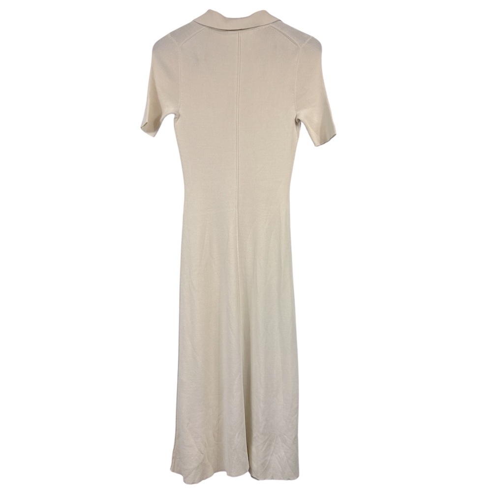 Everlane Women’s Classic Viscose Knit V-Neck Polo Midi Dress Beige Size Small - Picture 11 of 13